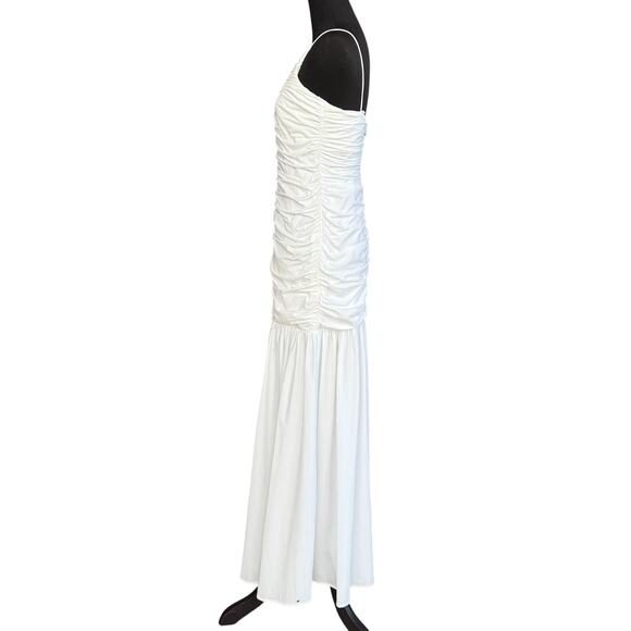 Bumpsuit white maternity maxi dress - spaghetti strap - nylon spandex - size L - Picture 5 of 14